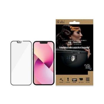 PanzerGlass E2E Microfracture iPhone 13 Mini 5,4&quot; CamSlider Swarovsky tokbarát antibakteriális fekete képernyővédő fólia kép