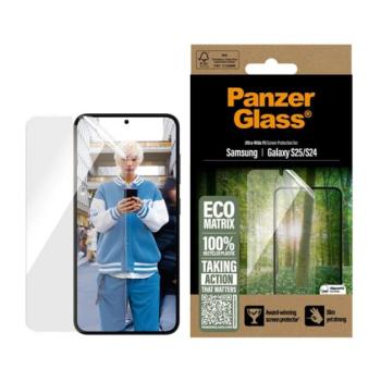 PANZERGLASS ECO MATRIX képernyővédő üveg (flexibilis, karcálló + segédkeret) ÁTLÁTSZÓ Samsung Galaxy S25 (SM-S931) kép