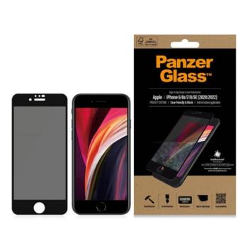 PANZERGLASS EDGE-TO-EDGE ANTIBACTERIAL PRIVACY képernyővédő üveg (antibakteriális, betekintés védelem) FEKETE Apple iPhone SE 2 (2020), iPhone SE (2016), iPhone 8 4.7 kép