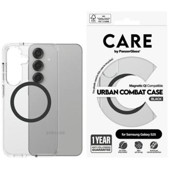 PanzerGlass Flagship Urban Combat Black QI MagSafe-kompatibilis tok Samsung Galaxy S25 - átlátszó kép