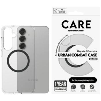 PanzerGlass Flagship Urban Combat Black QI MagSafe-kompatibilis tok Samsung Galaxy S25 Plus - átlátszó kép