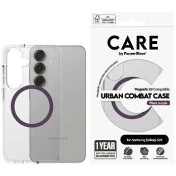 PanzerGlass Flagship Urban Combat Purple QI MagSafe-kompatibilis tok Samsung Galaxy S25 - átlátszó kép