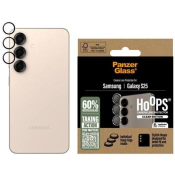 PanzerGlass Hoops Lens Protector edzett üveg kamera lencse védő fólia átlátszó-fekete szegéllyel Samsung Galaxy S25 kép