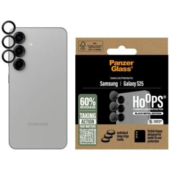 PanzerGlass Hoops Lens Protector edzett üveg kamera lencse védő fólia fekete szegéllyel Samsung Galaxy S25 kép
