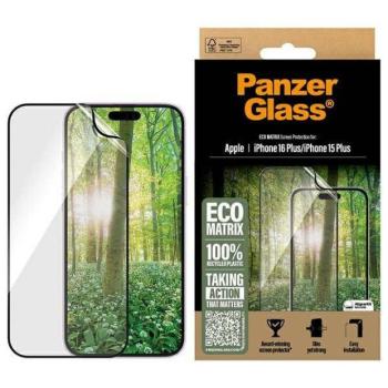 PanzerGlass Matrix újrahasznosított fólia fekete szegéllyel iPhone 15 Plus/16 Plus kép