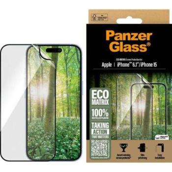 PanzerGlass Matrix újrahasznosított fólia fekete szegéllyel iPhone 16 kép