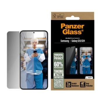 PANZERGLASS PRIVACY ULTRA-WIDE FIT képernyővédő üveg (3D, betekintés védelem + segédkeret) FEKETE Samsung Galaxy S25 (SM-S931) kép