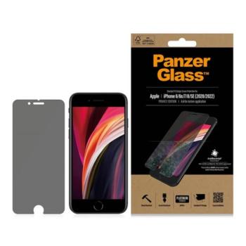 PANZERGLASS STANDARD FIT ANTIBACTERIAL PRIVACY képernyővédő üveg (antibakteriális, betekintés védelem) FEKETE Apple iPhone SE 2 (2020), iPhone SE (2016), iPhone 8 4.7 kép
