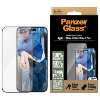 PanzerGlass Ultra-Wide Fit edzett üveg fekete szegéllyel iPhone 16 Plus kép