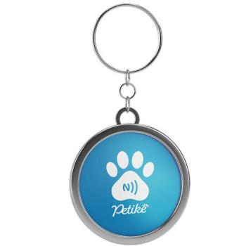 Petike kutyabiléta / kutyacímke, nyakörvre akasztható, NFC, kék kép