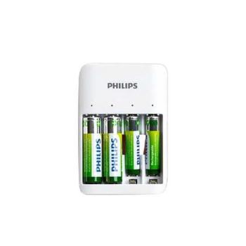 Philips négycsatornás akkumulátortöltő nikkel-fémhidrid (NiMH) újratölthető elemekhez + 2xAA 1300mAh + 2xAAA 7000mAh kép