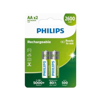 Philips nikkel-fémhidrid (NiMH) újratölthető elem AA 2600mAh - 2db kép