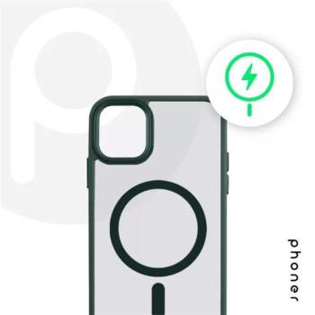 Phoner Apple iPhone 13 Pro Hybrid Mag MagSafe kemény hátlap tok, sötétzöld kép