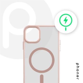 Phoner Apple iPhone 14 Pro Hybrid Mag MagSafe kemény hátlap tok, halvány barack kép