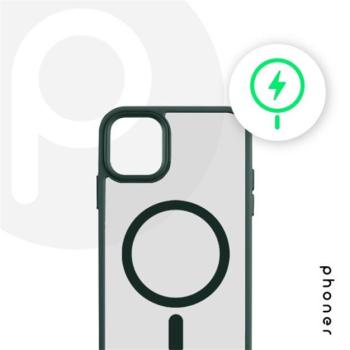 Phoner Apple iPhone 14 Pro Hybrid Mag MagSafe kemény hátlap tok, méregzöld kép