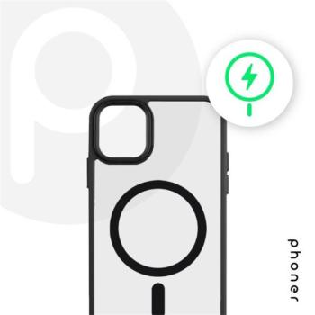 Phoner Apple iPhone 14 Pro Max Hybrid Mag MagSafe kemény hátlap tok, fekete kép