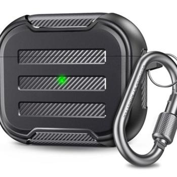 Phoner Carbon Apple Airpods 3 szilikon tok akasztóval, fekete kép