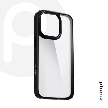 Phoner Custom Hybrid Apple iPhone 13 / 14 / 15 hátlap tok, fekete (fekete gombokkal) kép