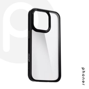 Phoner Custom Hybrid Apple iPhone 13 / 14 hátlap tok, fekete (fekete gombokkal) kép