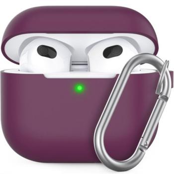 Phoner Simple Apple Airpods 3 szilikon tok akasztóval, burgundi kép