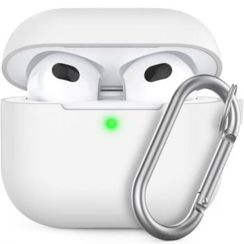 Phoner Simple Apple Airpods 3 szilikon tok akasztóval, fehér kép