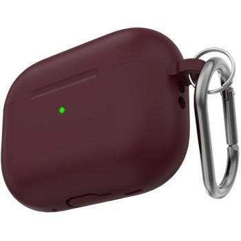 Phoner Simple Apple Airpods Pro 2 szilikon tok, csuklópánttal, burgundi kép