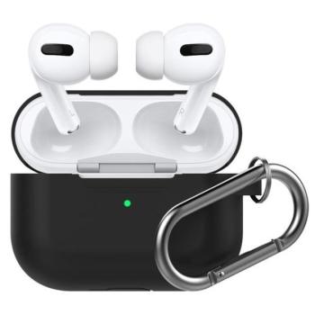 Phoner Simple Apple Airpods Pro szilikon tok akasztóval, fekete kép