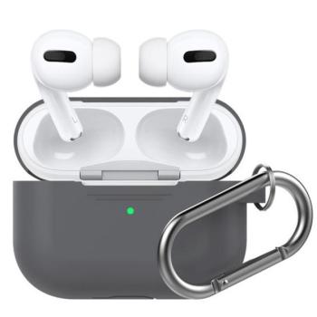 Phoner Simple Apple Airpods Pro szilikon tok akasztóval, sötétszürke kép
