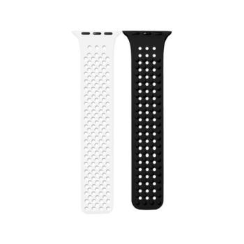 Phoner Spike Apple Watch szilikon szíj, 49/45/44/42mm, fehér/fekete kép
