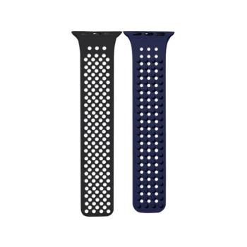 Phoner Spike Apple Watch szilikon szíj, 49/45/44/42mm, fekete/éjkék kép