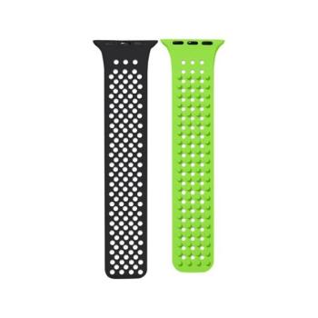 Phoner Spike Apple Watch szilikon szíj, 49/45/44/42mm, fekete/élénk zöld kép