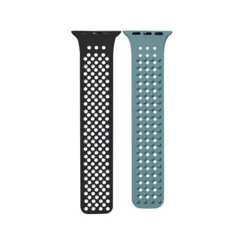 Phoner Spike Apple Watch szilikon szíj, 49/45/44/42mm, fekete/zöld kép