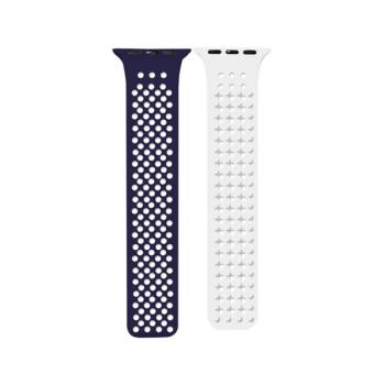 Phoner Spike Apple Watch szilikon szíj, 49/45/44/42mm, kék/fehér kép