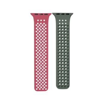 Phoner Spike Apple Watch szilikon szíj, 49/45/44/42mm, rószaszín/zöld kép