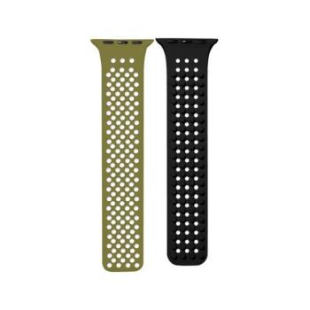 Phoner Spike Apple Watch szilikon szíj, 49/45/44/42mm, zöld/fekete kép