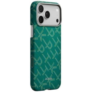 Pitaka Ultra-Slim Monogram Apple iPhone 17 Pro Max hátlap tok, MagSafe, zöld kép