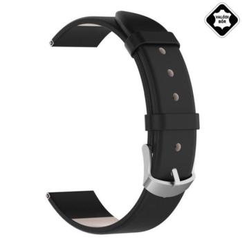 Pótszíj (egyedi méret, 18 mm, valódi bőr) FEKETE Huawei Watch, Huawei Watch Fit kép