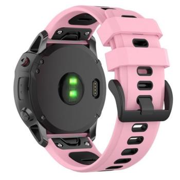 Pótszíj (egyedi méret, 20 mm, szilikon, állítható, fekete csat, QuickFit csatlakozás) RÓZSASZÍN / FEKETE Garmin Fenix 6S Solar, Garmin Fenix 7S Sapphire, Garmin Fenix 6S Pro Solar, Garmin Fen kép