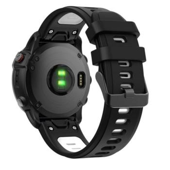 Pótszíj (egyedi méret, 22 mm, szilikon, állítható, fekete csat, QuickFit csatlakozás) FEKETE / FEHÉR Garmin Fenix 3, Garmin Fenix 7, Garmin Fenix 5, Garmin Fenix 6 Sapphire, Garmin Fenix 6 Sol kép