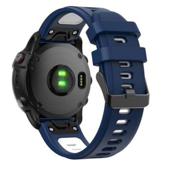 Pótszíj (egyedi méret, 22 mm, szilikon, állítható, fekete csat, QuickFit csatlakozás) SÖTÉTKÉK / FEHÉR Garmin Fenix 3, Garmin Fenix 7, Garmin Fenix 5, Garmin Fenix 6 Sapphire, Garmin Fenix kép