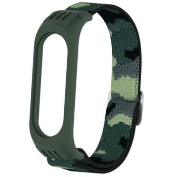 Pótszíj (egyedi méret, állítható, textil, terep minta) SÖTÉTZÖLD Xiaomi MI Band 3, Xiaomi MI Band 4, Xiaomi Mi Band 5, Xiaomi Mi Band 6 kép