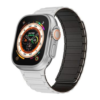 Pótszíj (egyedi méret, kicsi, szilikon, 3D, mágneses) FEHÉR/FEKETE Apple Watch Series 10 42mm, Watch Series 5 40mm, Watch Series 4 40mm kép