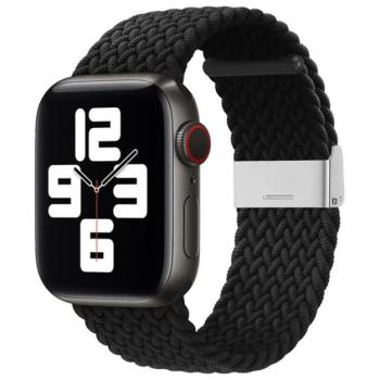 Pótszíj (egyedi méret, kicsi, textil) FEKETE Apple Watch Series 10 42mm, Watch Series 9 41mm, Watch Series 3 38mm kép