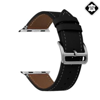 Pótszíj (egyedi méret, kicsi, valódi bőr) FEKETE Apple Watch Series 10 42mm, Watch Series 5 40mm, Watch Series 4 40mm kép