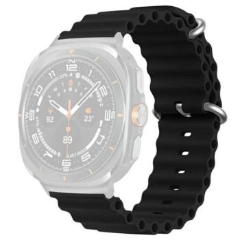 Pótszíj (egyedi méret, szilikon, állítható, hullám) FEKETE Samsung Galaxy Watch Ultra eSIM 47mm (SM-L705) kép