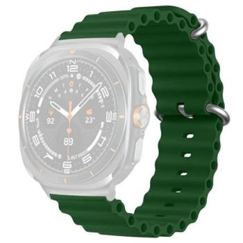 Pótszíj (egyedi méret, szilikon, állítható, hullám) SÖTÉTZÖLD Samsung Galaxy Watch Ultra eSIM 47mm (SM-L705) kép