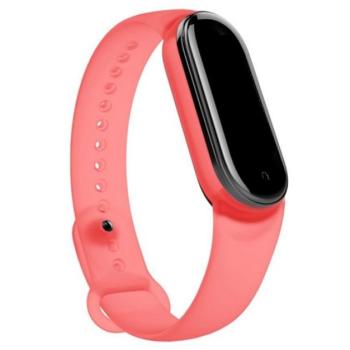 Pótszíj (egyedi méret, szilikon, állítható) RÓZSASZÍN Xiaomi Mi Band 5, Xiaomi Mi Band 6 kép