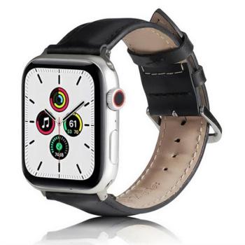 Pótszíj (egyedi méret, szilikon, bőr hatású, állítható) FEKETE Apple Watch Series 7 45mm, Apple Watch Ultra 49mm, Apple Watch Series SE 44mm, Apple Watch Series 8 45mm, Apple Watch Series 3 4 kép