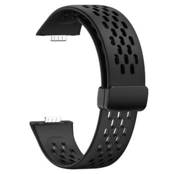 Pótszíj (egyedi méret, szilikon, lyukacsos, légáteresztő) FEKETE Huawei Watch Fit 3 kép