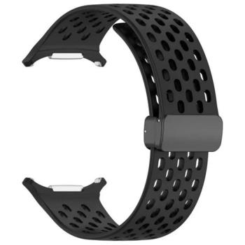 Pótszíj (egyedi méret, szilikon, lyukacsos, légáteresztő) FEKETE Samsung Galaxy Watch Ultra eSIM 47mm (SM-L705) kép